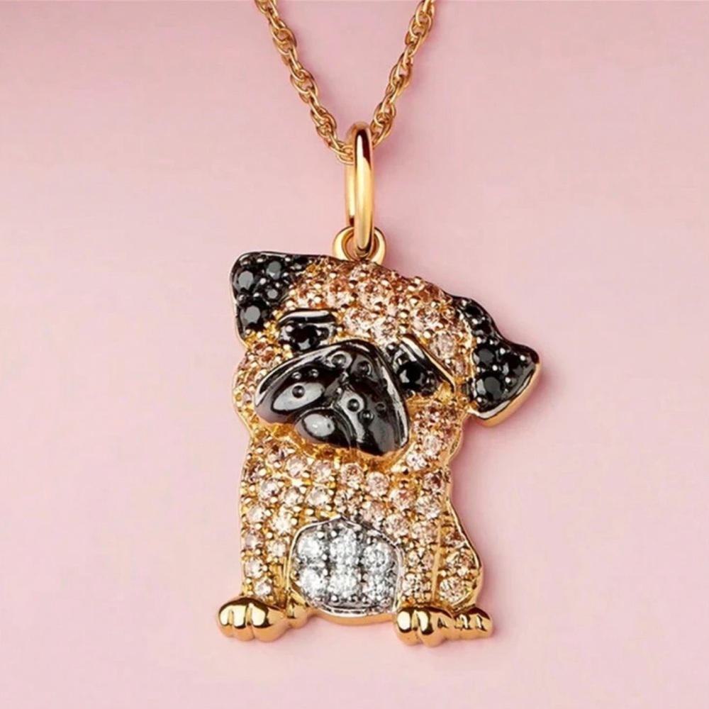 Pug‎ Rhinestone Necklace - Picture 2 of 3